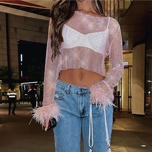 White fox Boutique sparkly crop top